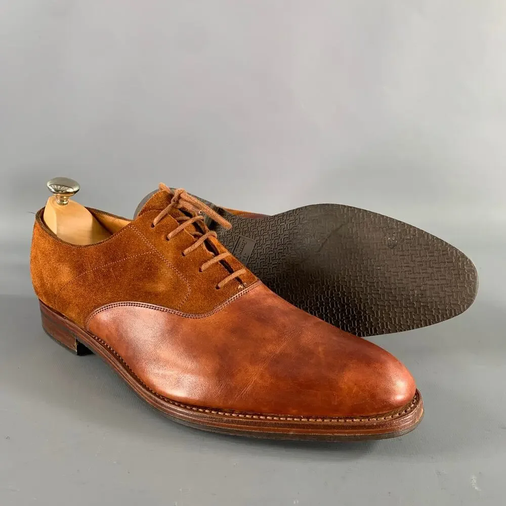 JOHN LOBB Size 9 Camel Leather Pointed Toe Lace Up Shoes